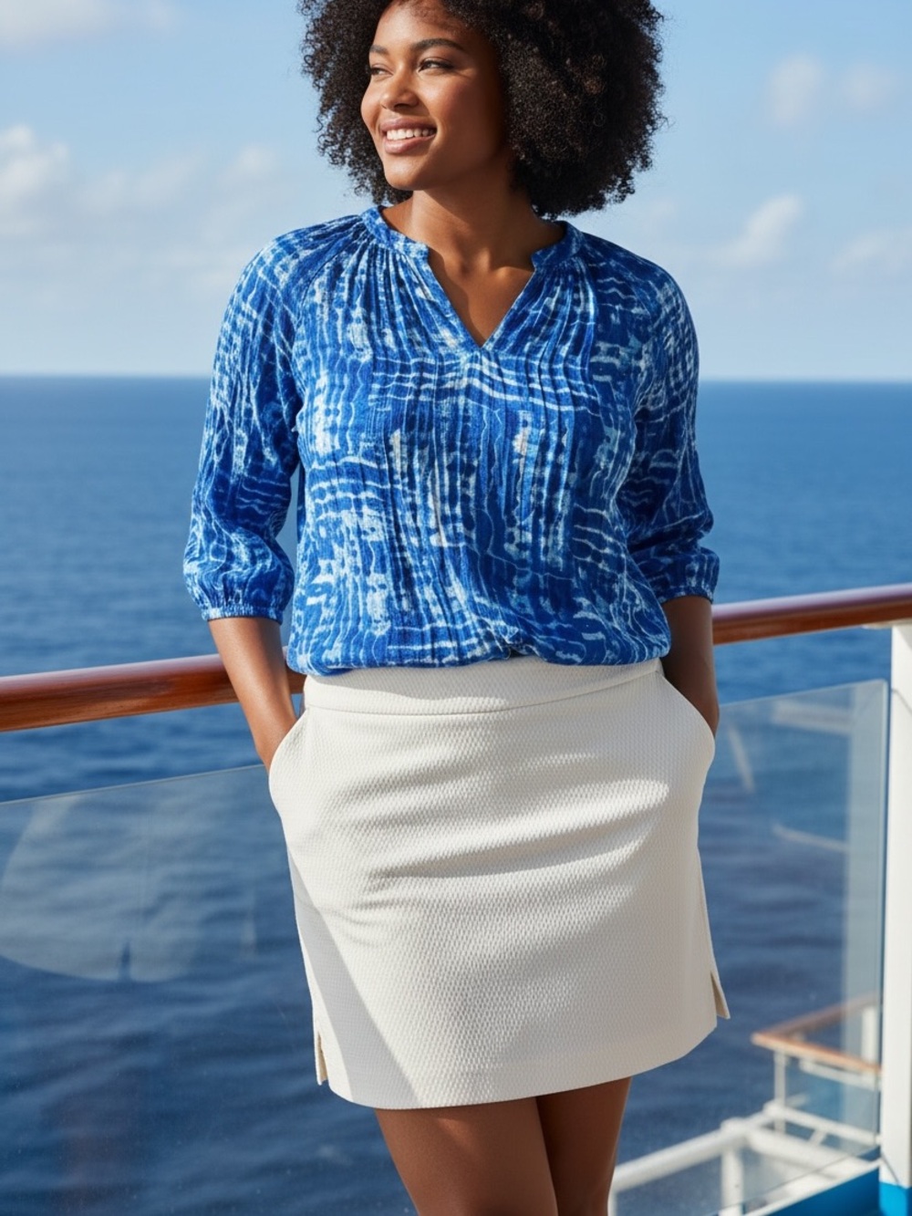 Women's White Textured A-Line Skirt